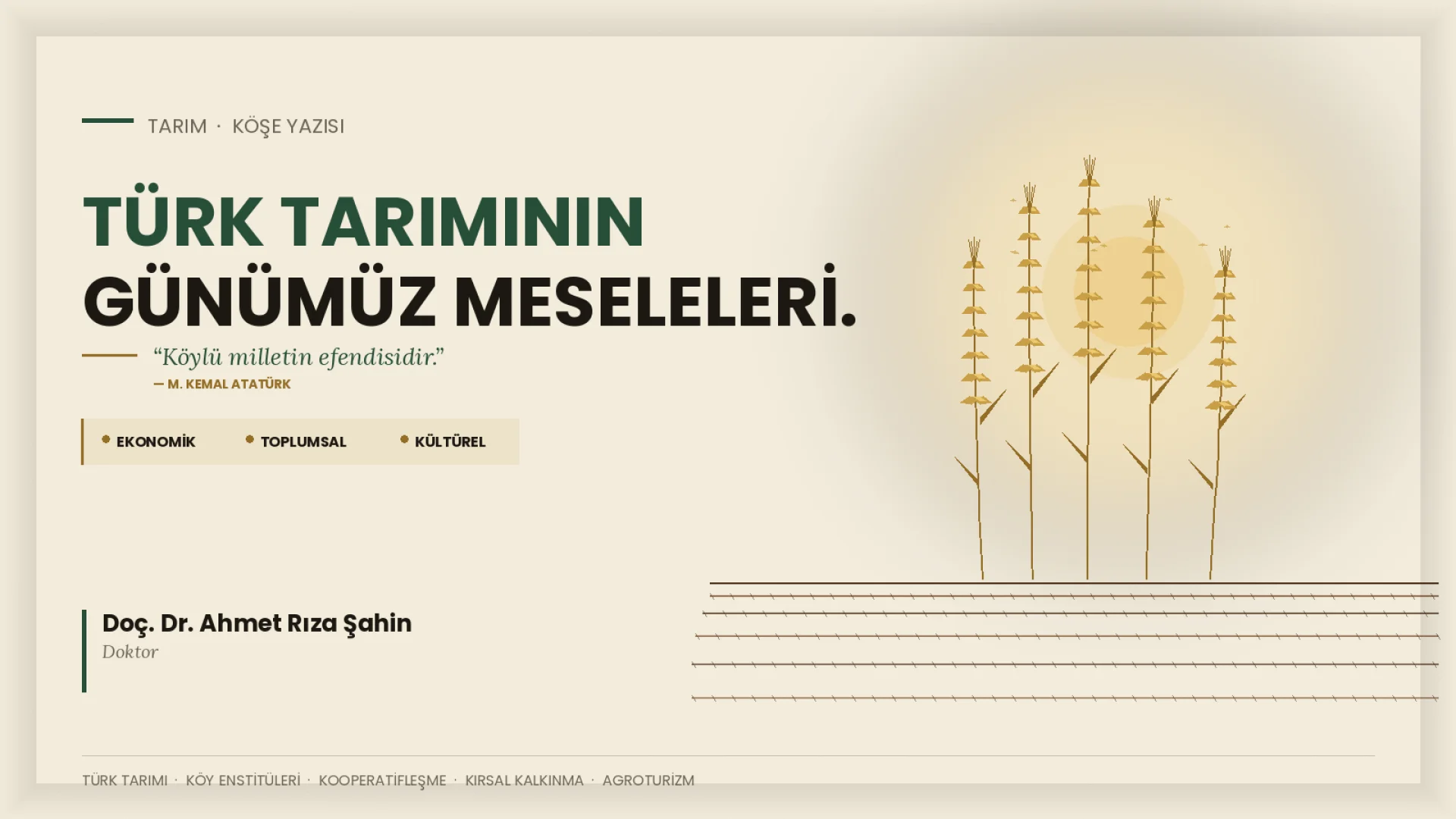 Türk Tarımının Günümüz Meseleleri